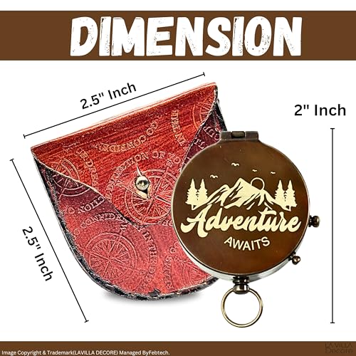 Brújula de Latón Grabada con Cita para Mi Hijo – Diseño de Aventura con Mensaje Inspirador – Estilo Vintage con Funda de Cuero y Cadena miniatura 2