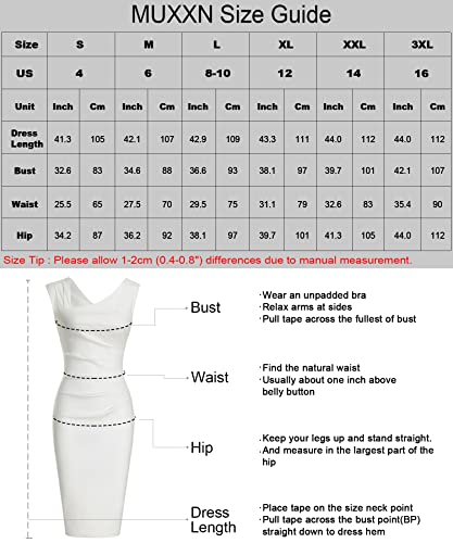 Muxxn Women's Retro 1950S Style Midi Sleeveless V Neck Slim Business Wear To Work Pencil Dresses Hot Pink S #TOP5