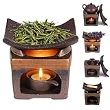 YSZYPETHE Handmade Ceramic Aromatherapy Diffuser,Herb Burner & Candle Wax Warmer with Tealight Holder, Home Fragrance Accessories for Relaxation & Meditation-B