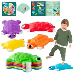 JOYIN Turtle Balance Stepping Stones, 6 Pcs Kids Turtle Jumping Stones Steps Stones Up to 265 Ibs, Toddler Obstacle Course Coordination Game Toys for Ages 3 Years and UP Indoor or Outdoor Play