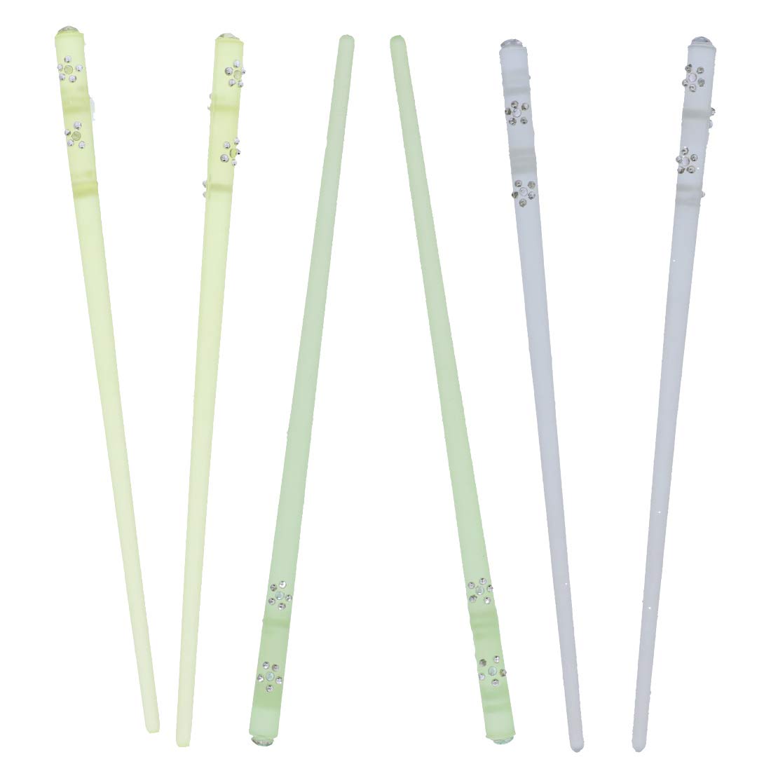 Bâtonnets à cheveux transparents fleur diamant pic chignon vert jaune - 8