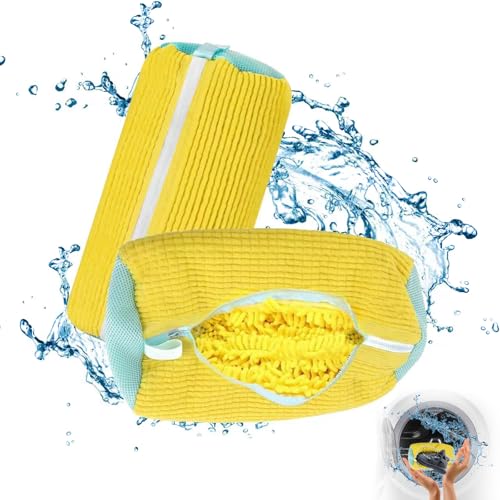 YeaHapiday 2 Piezas Bolsa Lavadora Zapatillas con Pelusa de Limpieza 360°, 39 x 19 cm, Bolsa para Lavar Zapatillas en Lavadora Reutilizable con Cremallera para Lavadora y Secadora