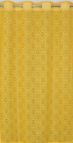 Image of Fabrilia Geometric Pattern Window Net Curtains 5 feet Long Set of 2 for Living Room /Bedroom, Yellow