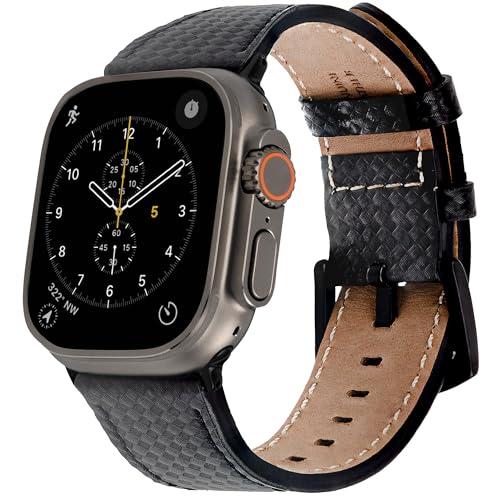 CARTERJETT EXTRA LARGE Genuine Leather Band Compatible with Apple Watch Ultra 49mm & 46mm 45mm 44mm...