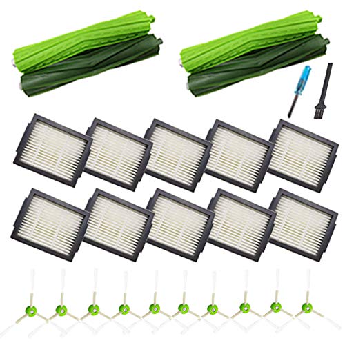 Yokyon 24Pk Replacement Parts Kit For Irobot Roomba I7 I7+ I1 I3 I3+ I4 I4+ I6+ I8 I8+ J7 J7+ Plus E5 E6 Vacuum, Rubber Brushes & High-Efficiency Hepa Filters & Edge-Sweeping Side Brushes #TOP13