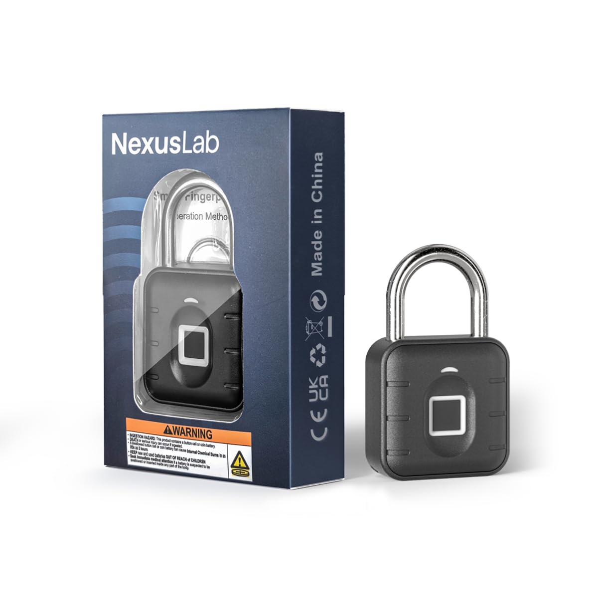 NexusLab Ultra-Fast Smart Fingerprint Padlock: Waterproof IP67 & Anti-Rust, Ideal for Gym, School, Travel, & Outdoor - Supports 20 Fingerprints
