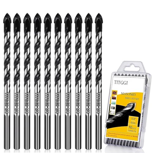 10-Piece 1/4" Masonry Drill Bit Set &amp; Concrete Drill Bit Set