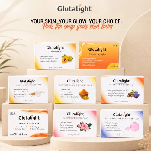 Image of Glutalight Glutathione Rose Oil Soap with Kojic Acid, Niacinamide, Vitamin C & Rosehip Oil for Dark Spots, Pigmentation & Radiant Glow - Korean Skincare Bathing Bar for Women & Men, 100g x 3