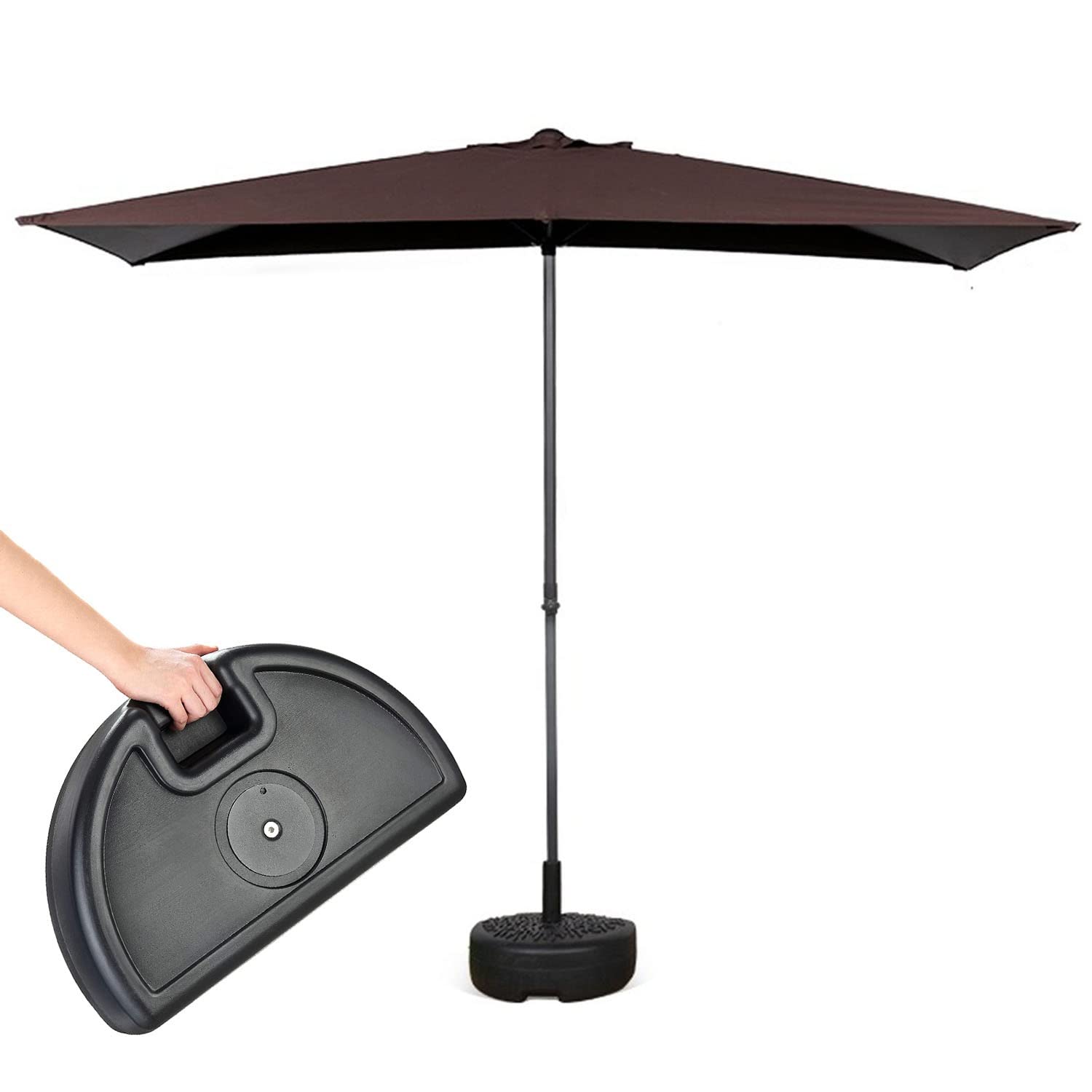 250x130cm Ombrellone Rettangolare da Parete Ombrellone a Mezzaluna da Terrazza e Giardino for Muro con Regolabile in Altezza, Include Base (Color : Naturale)