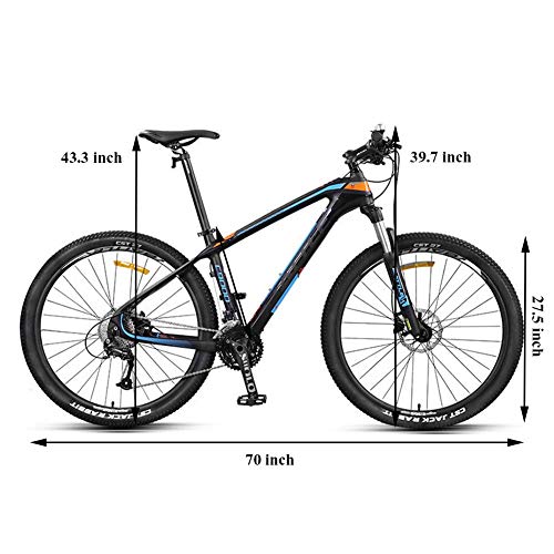 GJZM Mountainbike 27,5-Zoll-Mountainbikes für Erwachsene, ultraleichtes Mountainbike mit Carbonrahmen, Doppelscheibenbremse Männer Hardtail-Mountainbike für Frauen, Gelb, 30-Gang – Bild 3