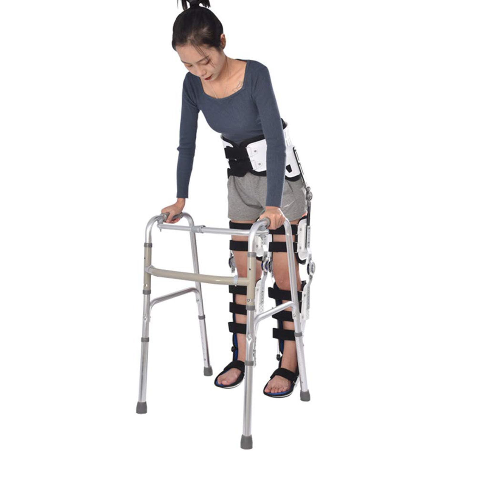 Equipo Rehabilitación De Ortesis De Tobillo Y Pie Rodilla, Ortesis Pie Y Tobillo Ajustable para Cadera, Fractura Pierna Y Ortesis De Miembros Inferiores con Soporte para Botas para Caminar