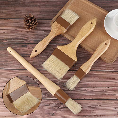 4 Sizes Pastry Brushes Basting Oil Brush Kitchen Brush Barbecue Oil Brush with Boar Bristles and Beech Hardwood Handles for Home Kitchen Cooking Supplies - Thumbnail 3
