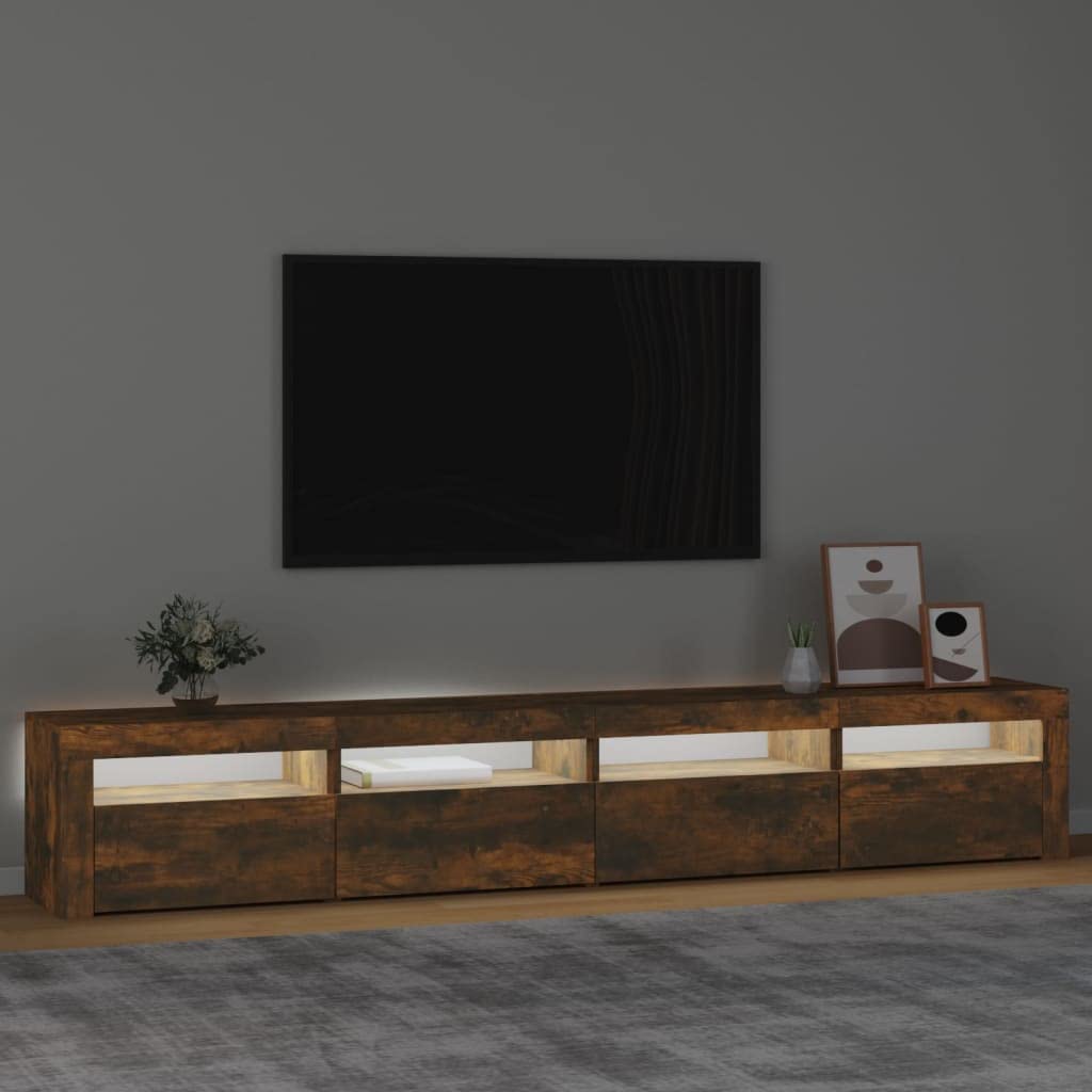 Szafka pod telewizor z lampkami LED dębowym, 240 x 35 x 40 cm