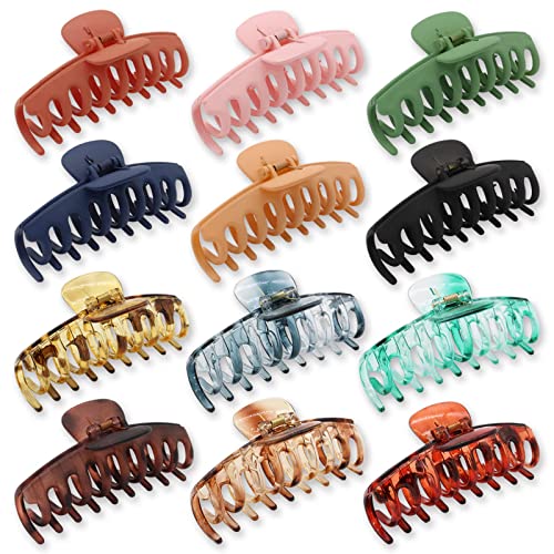 Lot de 12 Grandes Pinces à Cheveux, Rayyl 11cm Pince Cheveux Pince Crabe Cheveux, Pince à Cheveux Griffe pour Femmes, Filles, Cheveux épais et Fins Cover