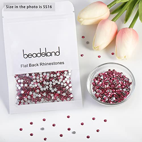 Image of Beadsland 2880pcs Flat Back Crystal Rhinestones Round Gems for Nail Art and Craft Glue Fix, Rose, SS16,3.8-4.0mm