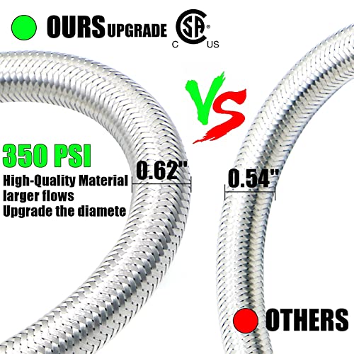 Nqn Upgraded 12Feet High Pressure Braided Propane Hose Extension With Conversion Coupling 3/8" Flare To 1/2" Female Npt, 1/4" Male Npt, 3/8" Male Npt, 3/8" Male Flare For Bbq Grill, Fire Pit, Heater #TOP4