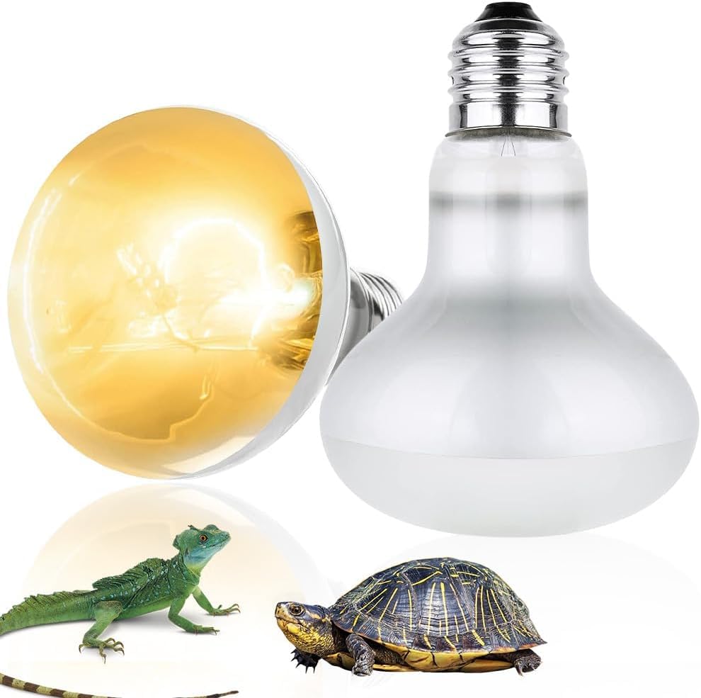 Lotvic 2 Pack 75W Reptile Heat Lamp, E27 Heat Lamp Bulb for Reptiles Daylight Basking Spot Lamp, Tortoise Heat Lamp Bulb