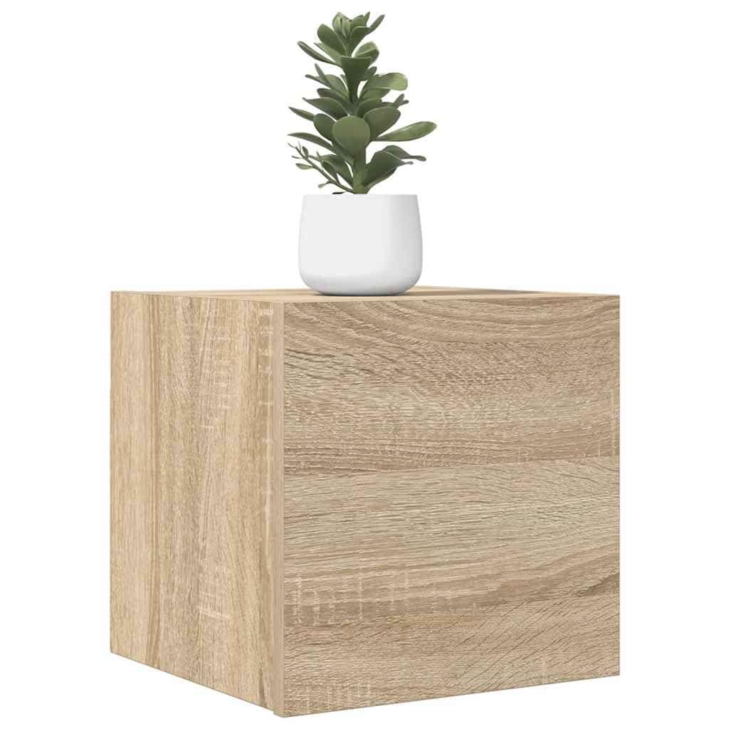 Szafka ścienna pod telewizor, dąb Sonoma, 30,5 x 30 x 30 cm, szafka wisząca do salonu, nowoczesna podstawka pod telewizor, konsola multimedialna, wytrzymała szafka z materiału drewnopochodnego