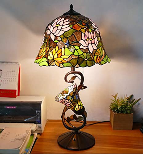NANXCYR Tiffany Style Table Sky Lámpara de Noche W16H28 Pulgadas Lotus Lotus Stained Sombra Lectura Light Padre Lover Friend Niño Sala de la Sala Dormitorio Estudio Office Bar