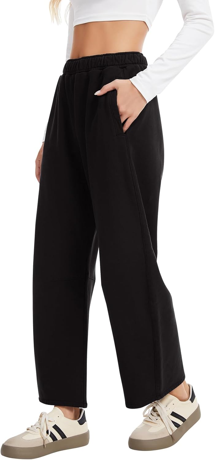 OVRUNS Barrel Sweatpants Women Elastic Waisted Barrel Pants Internal Drawstring Baggy Lounge Sweat Pants with Pockets - Image 2