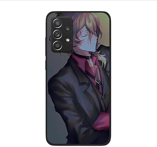 Miniatura 1 de NOLLAM Proteger Negro Suave Mate TPU Inalámbrico De Carga De Gel De Silicona Líquida Funda Para Samsung Galaxy A52 5G Dazai Osamu Anime Japón Role03