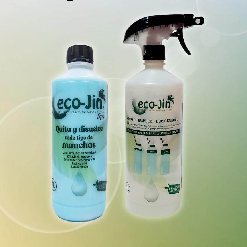ECO-JIN DETERGENTE EXTRA CONCENTRADO - PRODUCTO REVOLUCIONARIO DEL QUE TODO EL MUNDO HABLA - BOTELLA 1L QUE EQUIVALE A 15L + DIFUSOR (SPA)