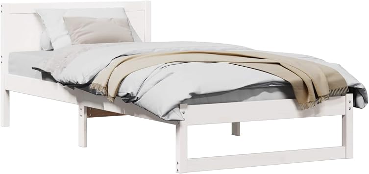 vidaXL Bed Frame with Headboard White 80 x 200 cm Solid Pine Wood