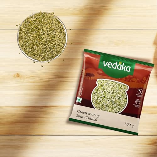 Image of Amazon Brand - Vedaka Popular Unpolished Green Moong Split (Chilka), 500 g|Naturally Rich in Protein |Naturally Cholesterol free