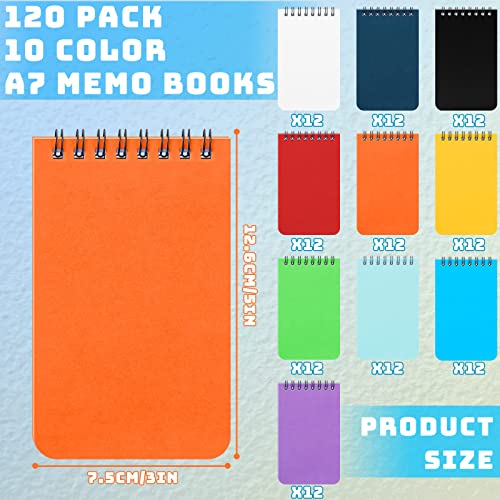 120 Pcs Top Bound Memo Books Bulk Memo Notebooks 25 Sheets/Pad Mini Memo Note Pads Small Wirebound Spiral Notepads Paper Pocket Notebook Blank For Home Office Accessory (Classic Color, 3 X 5 Inch) #TOP1