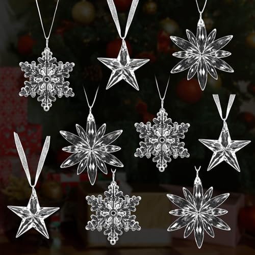 9 Stück Schneeflocken Deko Weihnachtsbaum Deko Acryl...