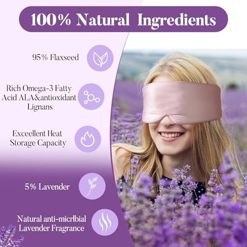 Okaydot Purple Lavender Eye Mask, Weighted Sleep Mask for Dry Eyes, Microwave Heated Therapy, Adjustable Satin Eye Pillow - Image 6
