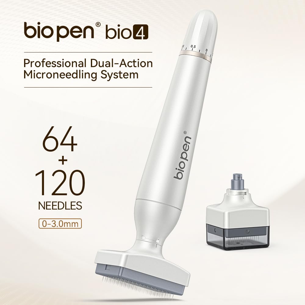 CHUSE Bio Pen BIO4 Derma Stamp - Timbro per microneedling per pelle, viso, capelli, cuoio capelluto e barba, strumento per microneedle Dermastamp con 2 testine di ricambio, set di timbri per