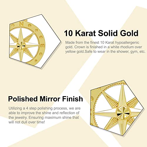 Gold Petite Compass Charm - 10 Karat Solid Gold -Compass Jewelry3