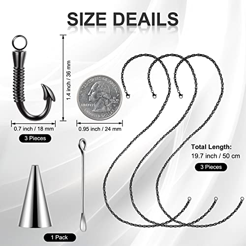 Set of 3 Fishing Hook Urn Necklace for Ashes Black Fish Hook Stainless Steel Cremation Jewelry Ash Keepsake Memorial Pendant for Men Father Day2