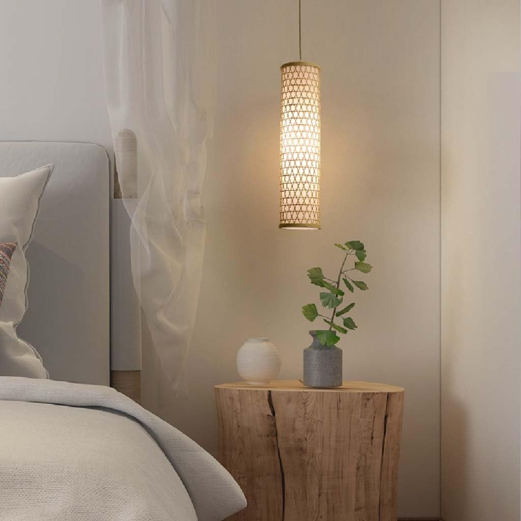 Lustre en rotin artisanal fait main avec douille E27 pour chambre