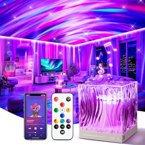 Northern Lights Projector White Noise Sound Machine for Sleep, 18-Color 15 White Noise Machine for Sleeping, Bluetooth Aurora Light Projector for Bedroom Aurora Projector,Shower Light Ambient Lighting