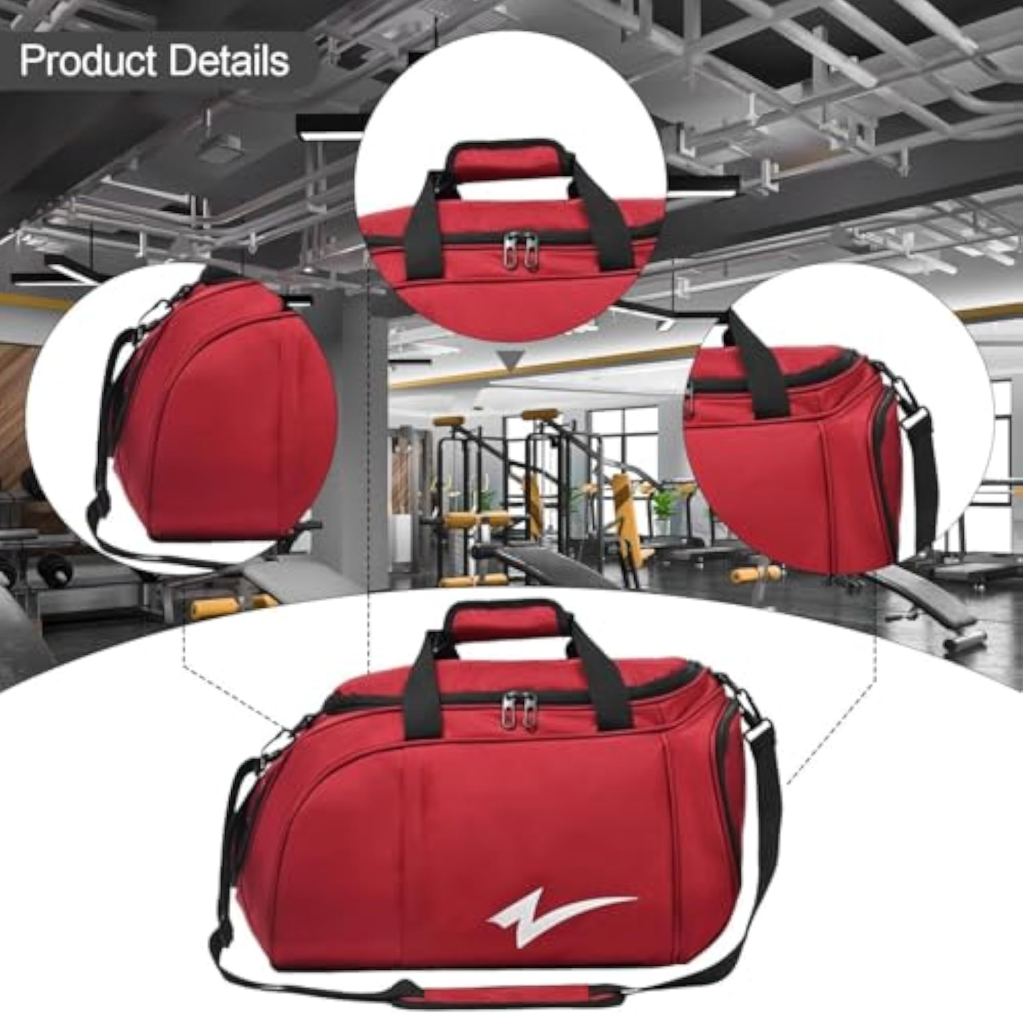 Large Capacity Sports Shoulder Duffle Bag, Red