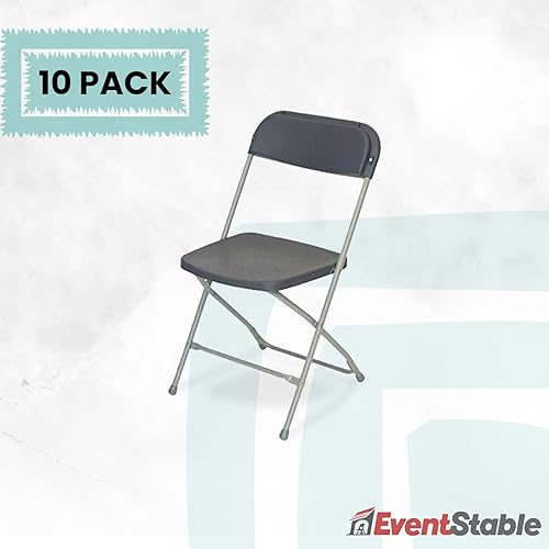 Miniatura 4 de EventStable TitanPRO - Silla plegable de plástico gris oscuro, silla plegable ligera para exteriores, sillas de patio duraderas, juego de sillas
