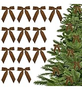 LiBongTa 3.5" Brown Ribbon Pretied Bows Valentines Premade Bows, Velvet Ribbon Bows with Twist Ti...