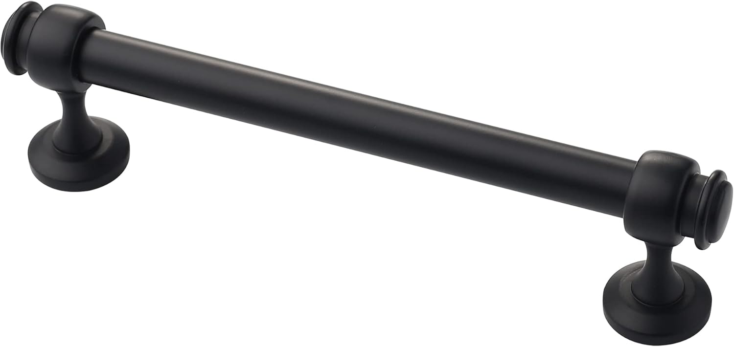 Alzassbg 10 Pack Matt Black Cabinet Pulls, 5 Inch(128mm) Hole Centers Cabinet Handles Kitchen Hardware Straight Bar for Cabinets and Drawer AL3082MB 5" Hole Center Matt Black 10