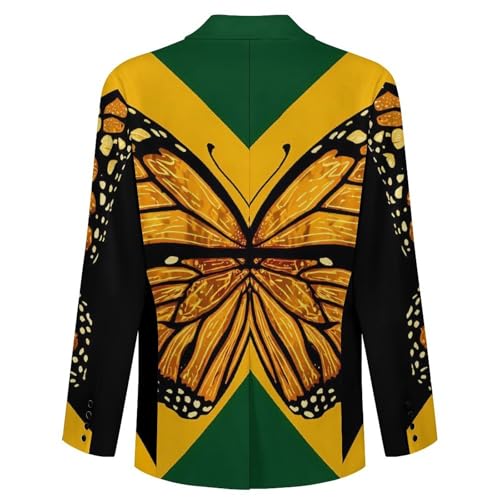 Jamaican Flag Butterfly Men's Blazer Printed Button Suit Jacket Slim Sport Coat Blazers4
