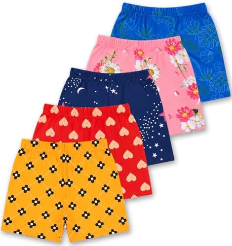 T2F Girls Cotton Printed Shorts(Pack of 5)