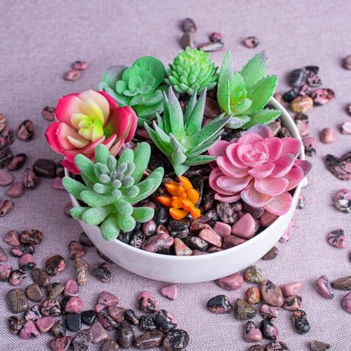 Image of Polished Rhodonite Crystal Bulk - 0.5 inch Colorful Tumbled Stone Chips Rocks, 10 oz Crushed Sea Glass Vase Filler Small Stones for Healing, Reiki, Crafting, Home Decor
