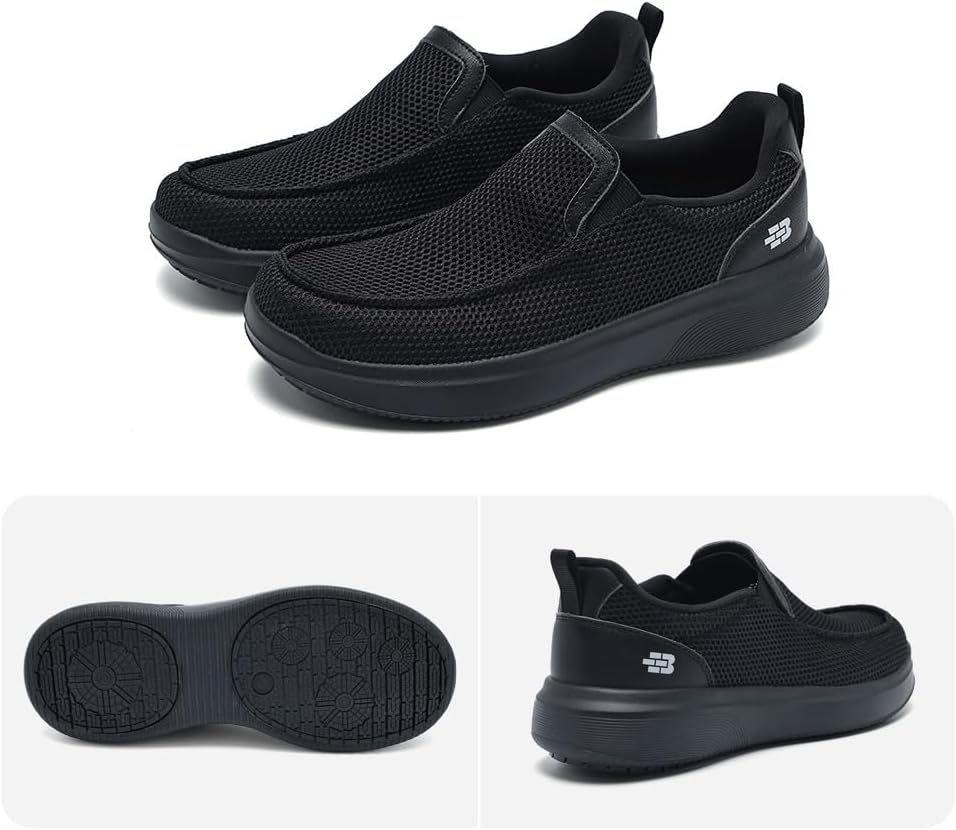 Men's Diabetic Slipper Sneakers - No Tie Slip On Walking Shoes with Adjustable Hook & Loop for Swollen Feet, Wide Width Comfort & Turbine Pressure-Release Non-Slip Sole - Image 6