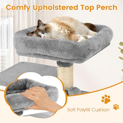 PETSITE árbol para gatos pequeño, 44 pulg alto, gris miniatura 3