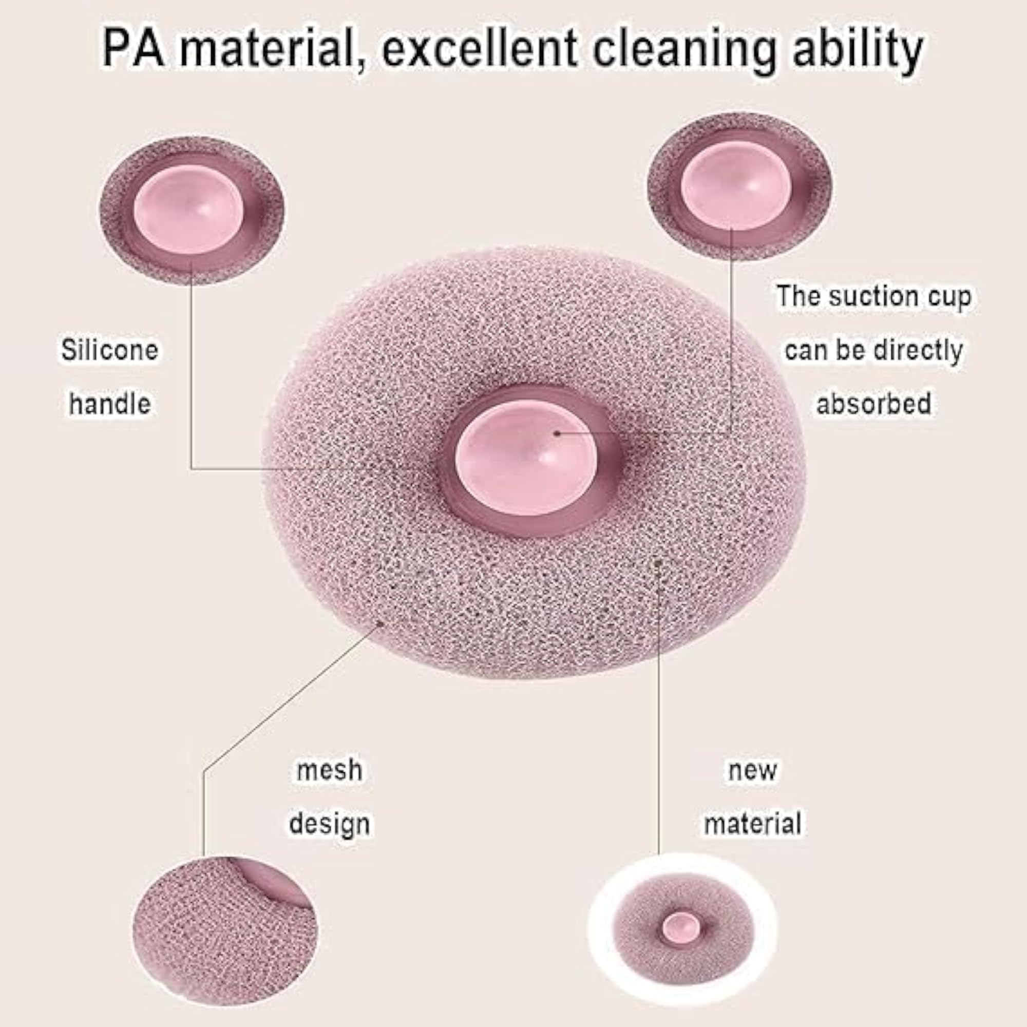 Bath Sponge Cleaning Brush with Suction Shower Loofah