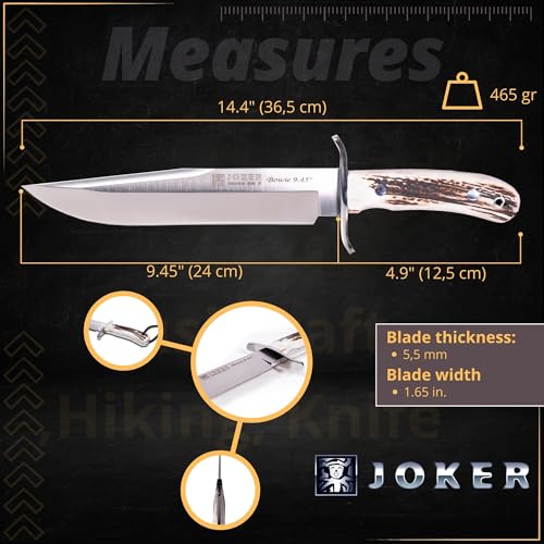 Joker Bowie Jagdmesser CC139 mit Edelstahl-Schutz und Hirschhorngriff