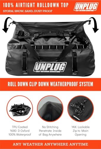 Image of UNPLUG Ultimate Adventure | 1680D Heavy Duty Waterproof Bag | Large Travel Bag which can be Used for Camping, Motorcycling, Boating, or Hunting|110L BLACKOPS