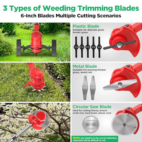 Image of Qlect Electric Wireless Rechargeable Edge Cutter 24V - 25cm Cutting Width | 2-in-1 Mower & Trimmer | Adjustable Height | 3 Blade Types | Lightweight & Portable | Lawns & Gardens