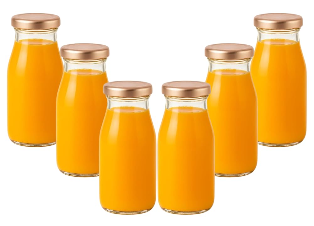 AYUTAS - Pack of 6, Glass Juice Bottles with Gold Metal Lid, 100 ML Milk, Beverage, Mocktail, Smoothies Bottles For Restaurant, Bars, Cafes, Dairy, Gifts & Kitchen Organization-image-40